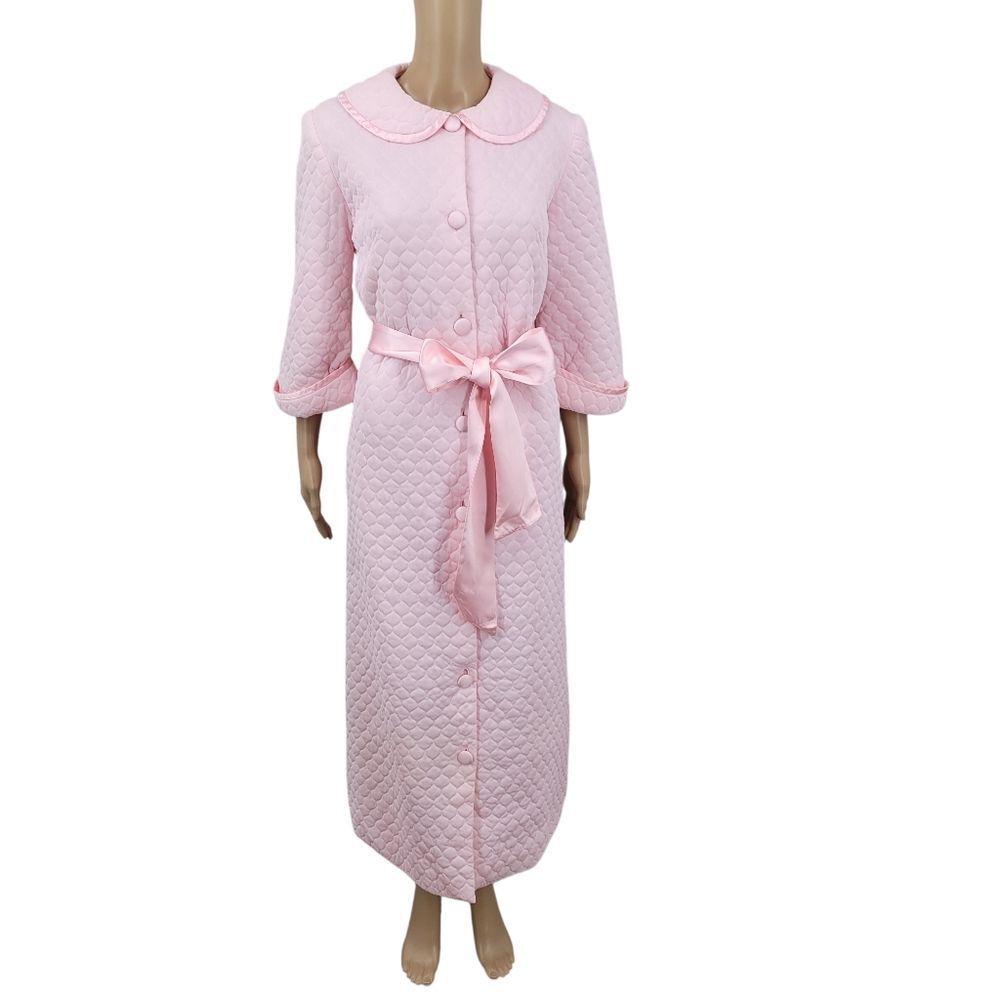 Gossard Artemis Vintage Pink Quilted Robe with Peter Pan Collar Belted